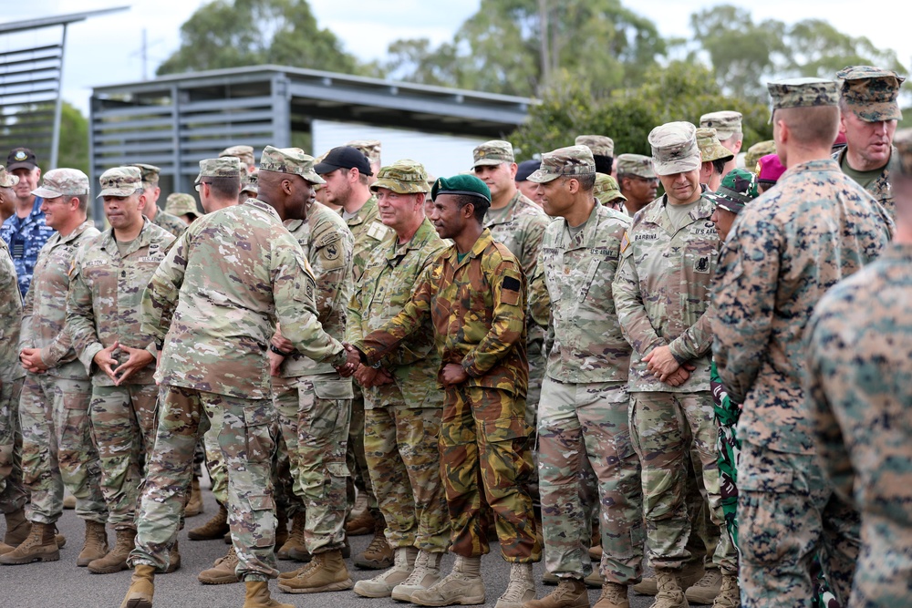 Deputy Prime Minister Richard Marles and Secretary of Defense Lloyd Austin review Talisman Sabre at Lavarack Barracks