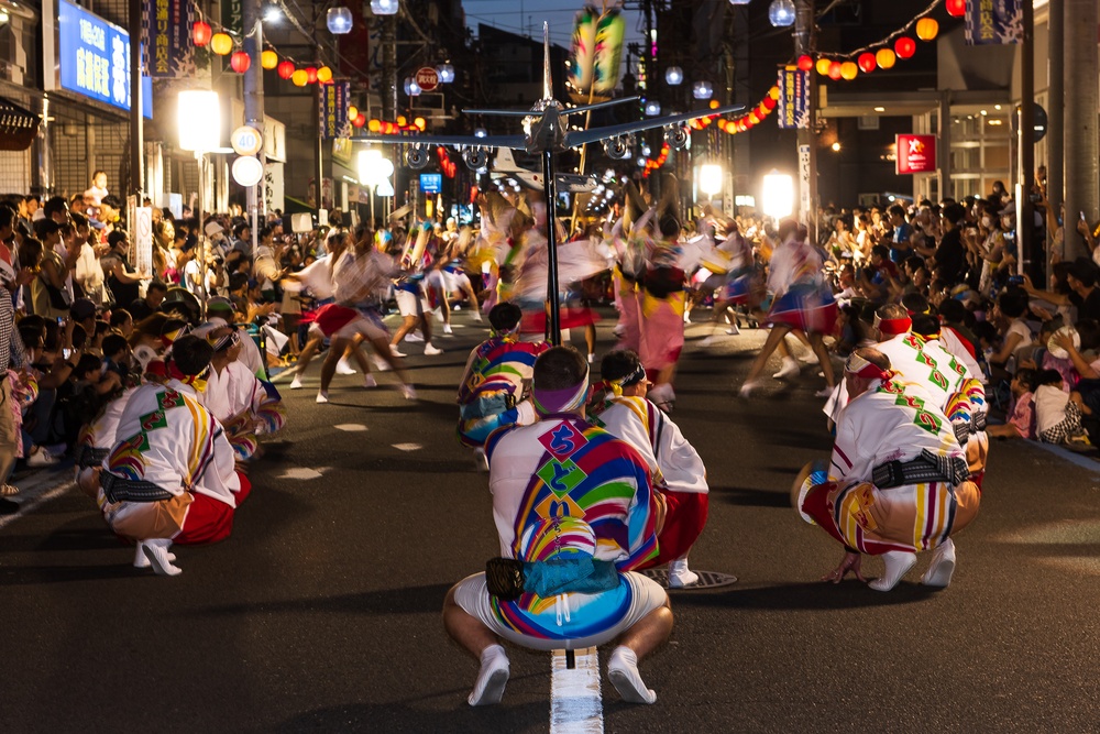 NAF Atsugi and Atsugi JMSDF Leaders Perform in the 2023 Awa Odori Festival