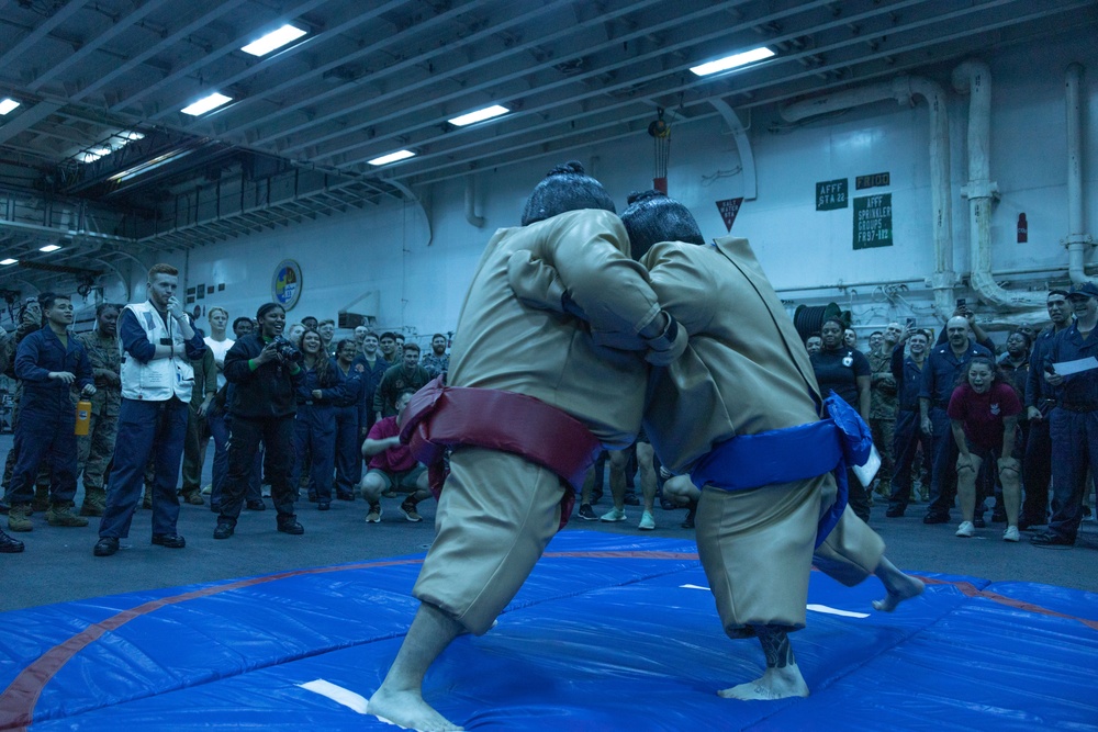 USS America sumo wrestling competition