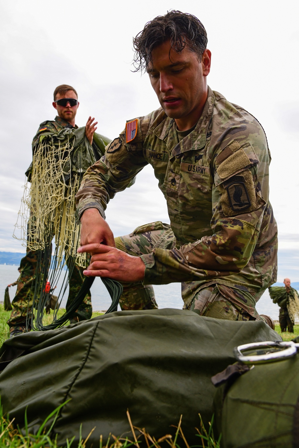 Sky Soldiers team up with German paratroopers to jump into Lake Constance