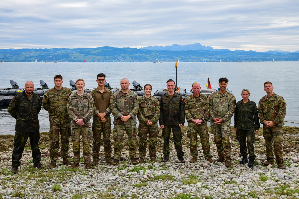 Sky Soldiers team up with German paratroopers to jump into Lake Constance