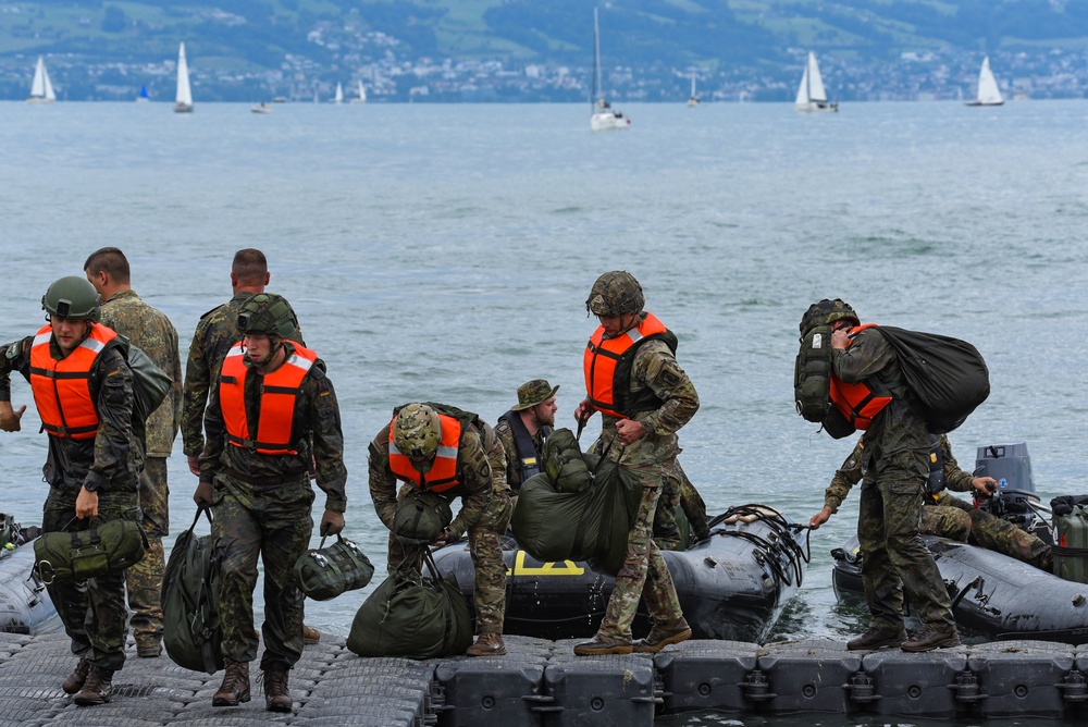Sky Soldiers team up with German paratroopers to jump into Lake Constance