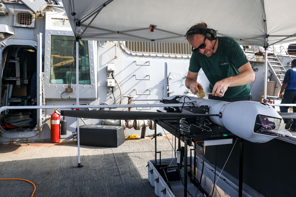 USS McFaul Launches Embarked Drone