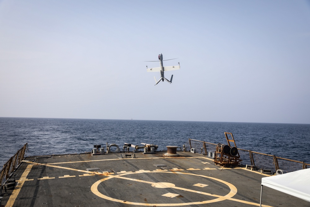 USS McFaul Launches Embarked Drone