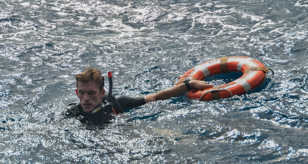 USS Ronald Reagan (CVN 76) celebrates the 20th anniversary of its commissioning with a swim call