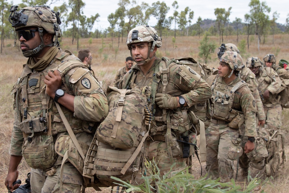 Soldiers conduct field maneuvers during Talisman Sabre 23