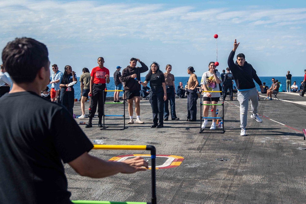 USS Ronald Reagan (CVN 76) holds a steel beach picnic during 20th anniversary of ship’s commissioning