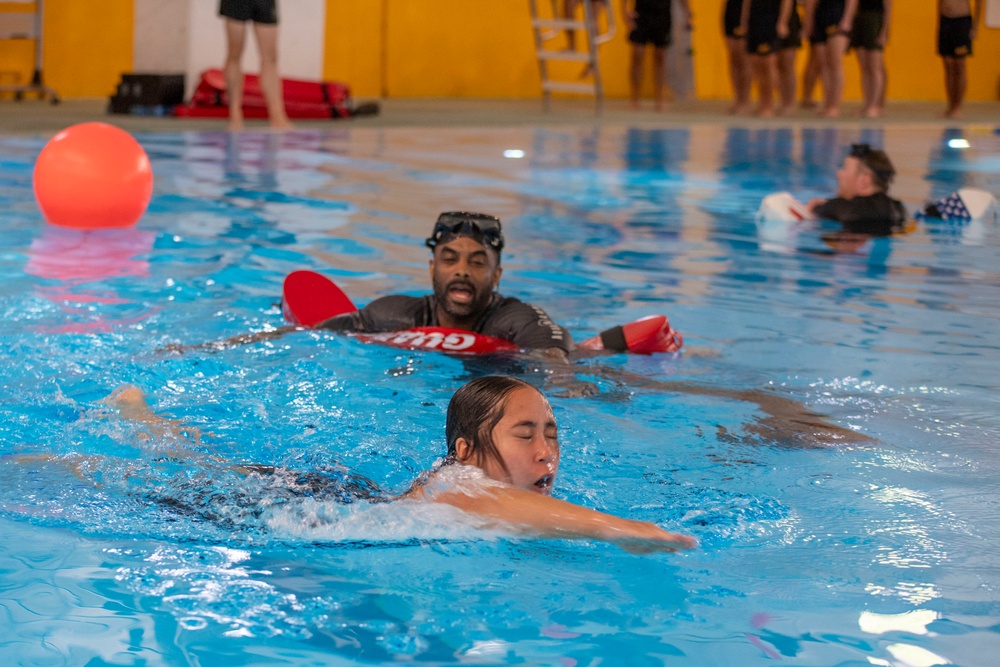 Naval Reserve Officers Training Corps (NROTC) New Student Indoctrination (NSI) Cycle 3 Swim Qualification and Man Overboard Drill