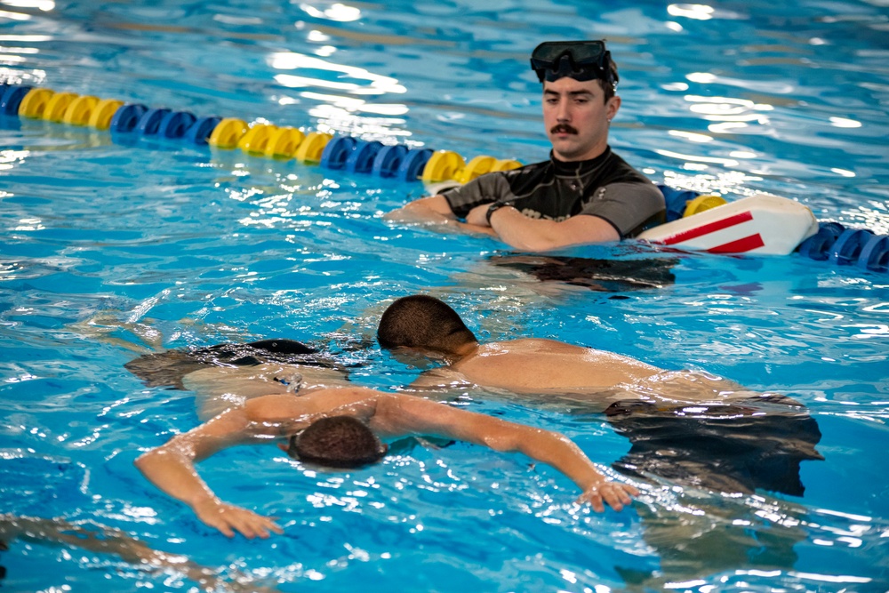 Naval Reserve Officers Training Corps (NROTC) New Student Indoctrination (NSI) Cycle 3 Swim Qualification and Man Overboard Drill