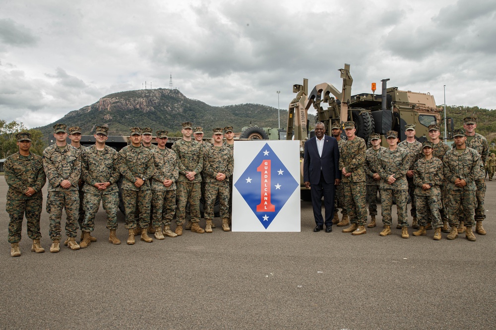 U.S. Secretary of Defense meets Marines with 1st Marine Division during Talisman Sabre 23