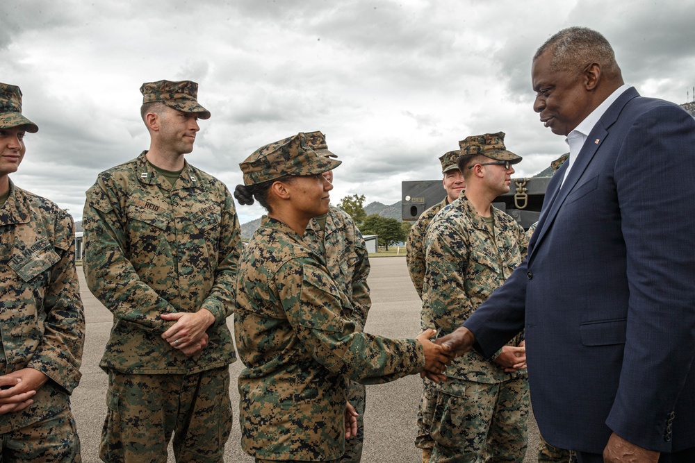 U.S. Secretary of Defense meets Marines with 1st Marine Division during Talisman Sabre 23