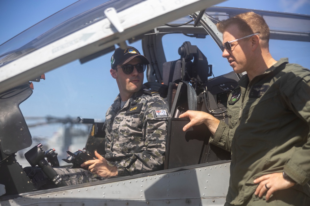 Royal Australian Navy Midshipmen learn about Marine Corps attack helicopters