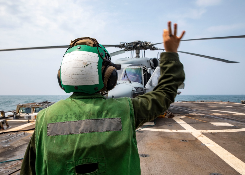 Sailors Conduct Flight Operations Aboard USS John Finn (DDG 113), July 31