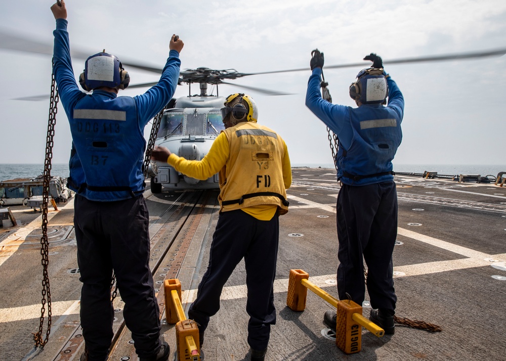 Sailors Conduct Flight Operations Aboard USS John Finn (DDG 113), July 31