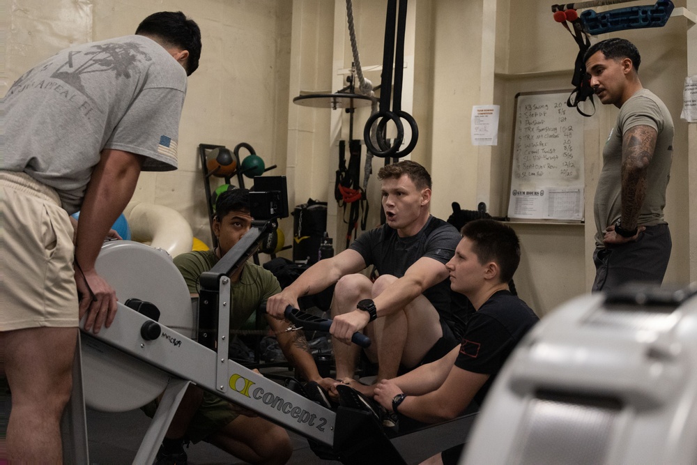 31st MEU 5K rowing competition aboard USS America