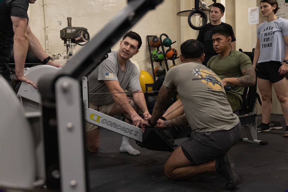 31st MEU 5K rowing competition aboard USS America