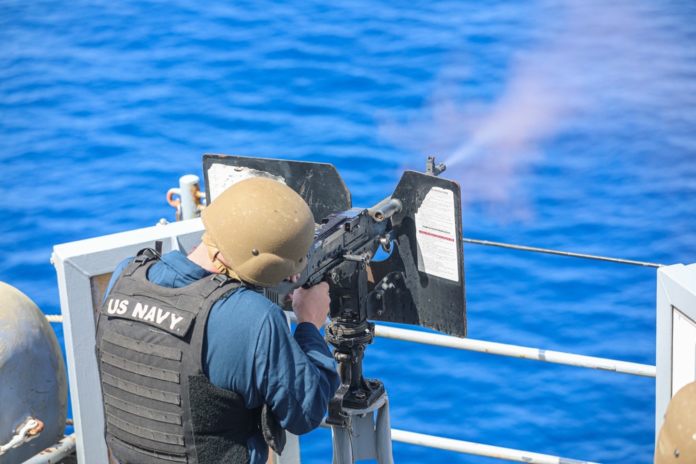 USS Carter Hall Conducts Weapons Shoot