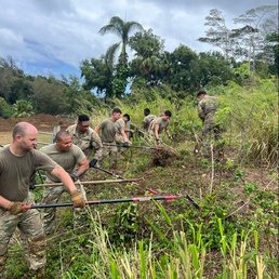 Soldiers volunteer at a farm