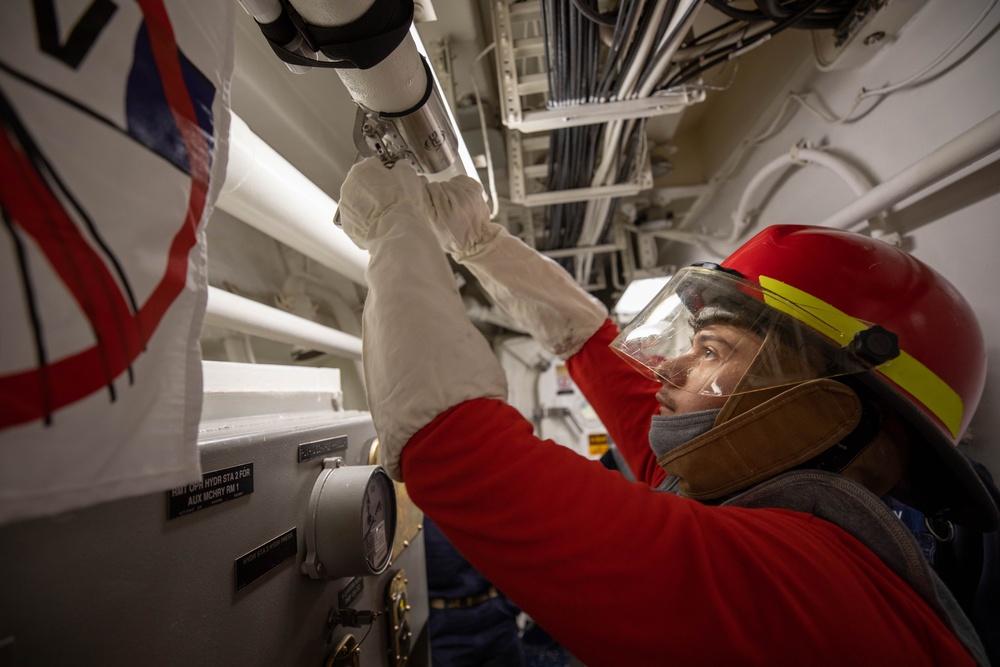 Roosevelt is on a scheduled deployment in the U.S. Naval Forces Europe area of operations, employed by the U.S. Sixth Fleet to defend U.S., allied and partner interests.