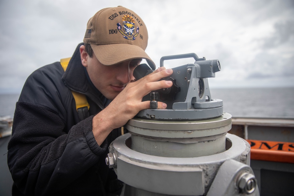 Roosevelt is on a scheduled deployment in the U.S. Naval Forces Europe area of operations, employed by the U.S. Sixth Fleet to defend U.S., allied and partner interests.
