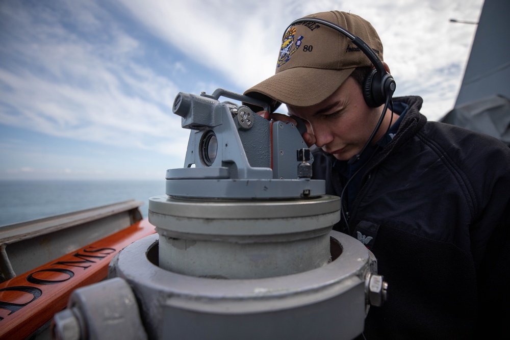 Roosevelt is on a scheduled deployment in the U.S. Naval Forces Europe area of operations, employed by the U.S. Sixth Fleet to defend U.S., allied and partner interests.