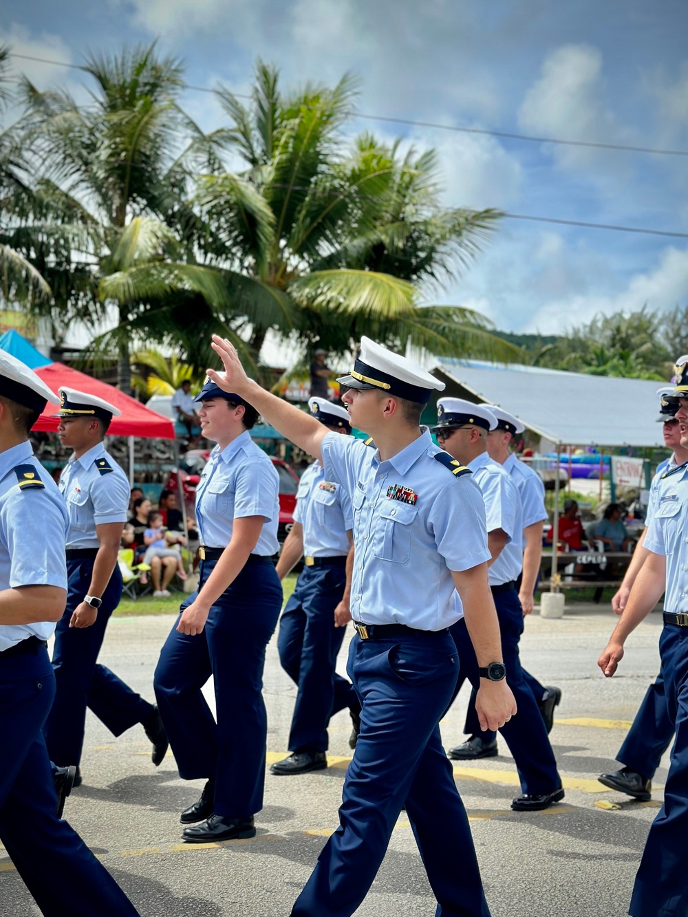 USCGC Myrtle Hazard crew marches in Saipan independence parade