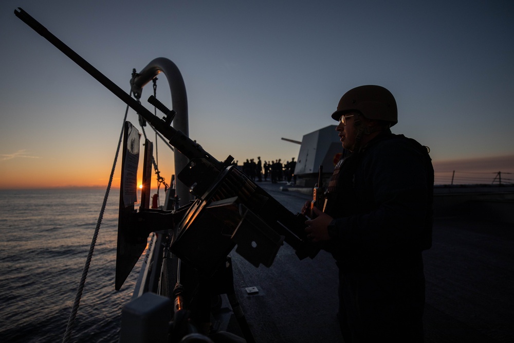 Roosevelt is on a scheduled deployment in the U.S. Naval Forces Europe area of operations, employed by the U.S. Sixth Fleet to defend U.S., allied and partner interests.