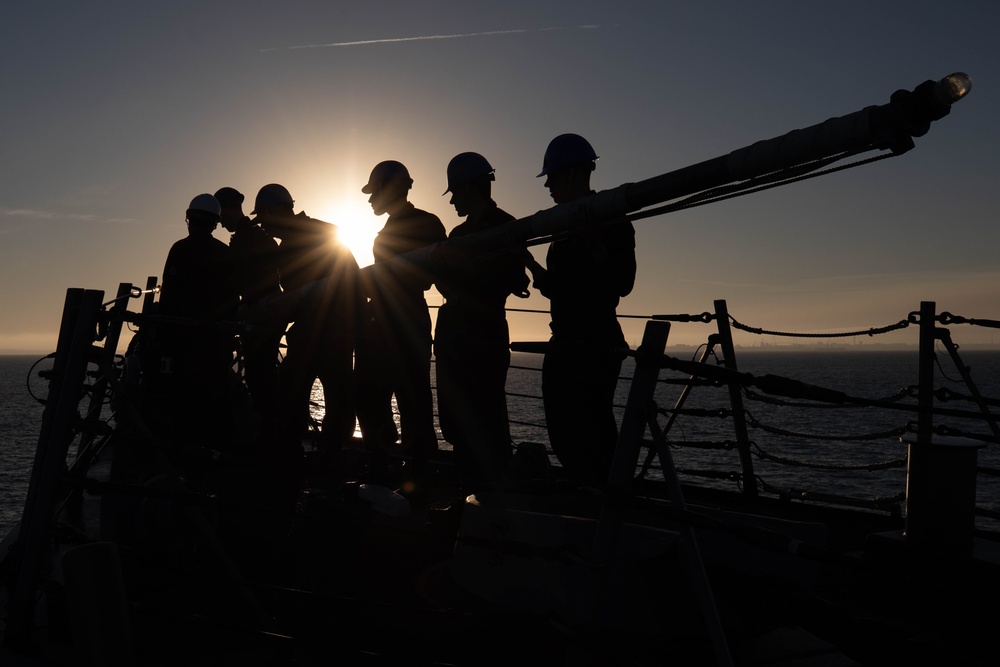 Roosevelt is on a scheduled deployment in the U.S. Naval Forces Europe area of operations, employed by the U.S. Sixth Fleet to defend U.S., allied and partner interests.