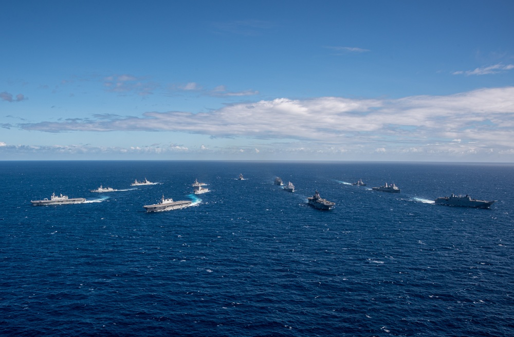 American, Australian, Japanese, and South Korean Ships Sail in Formation During Exercise Talisman Sabre