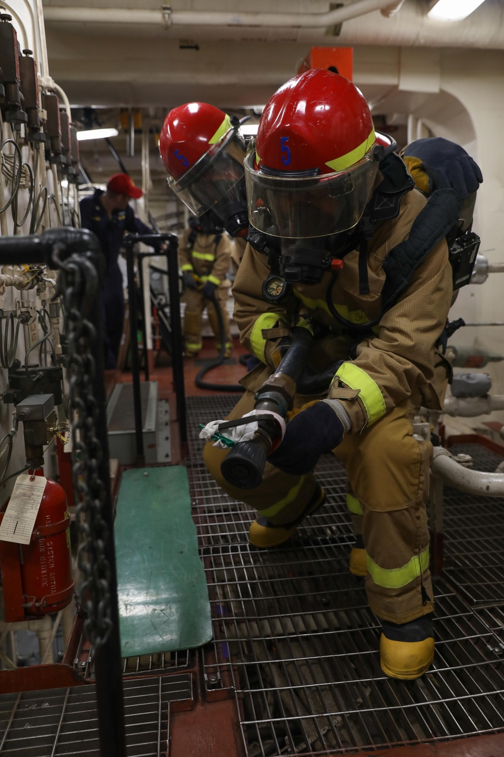 Sailors Practice  Fire Fighting Sailors Practice  Fire Fighting