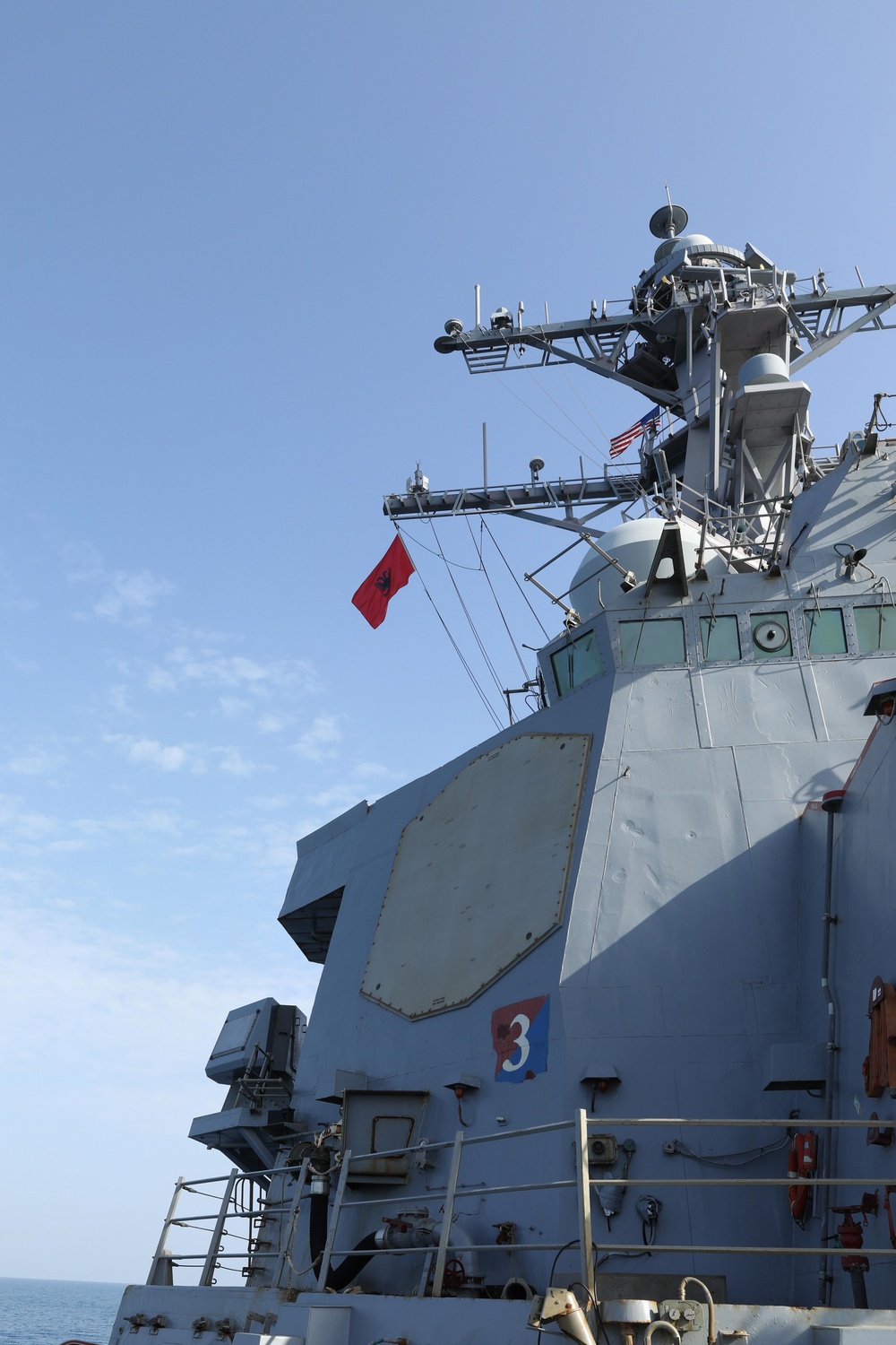 USS Ramage Flies Albanian Flag