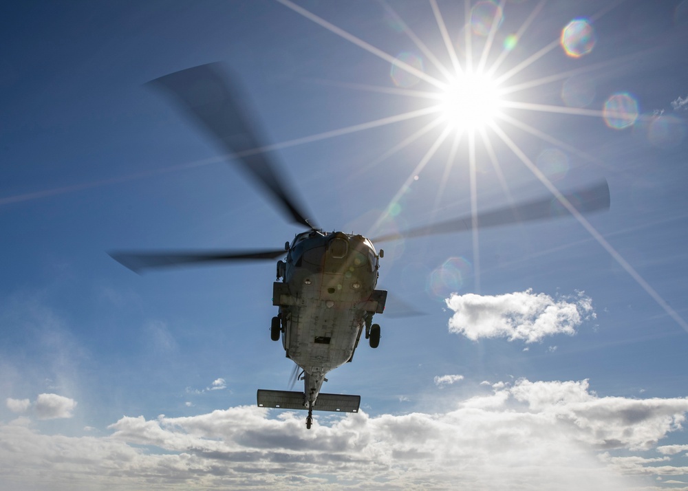 USS Rafael Peralta (DDG 115) conducts flight operations