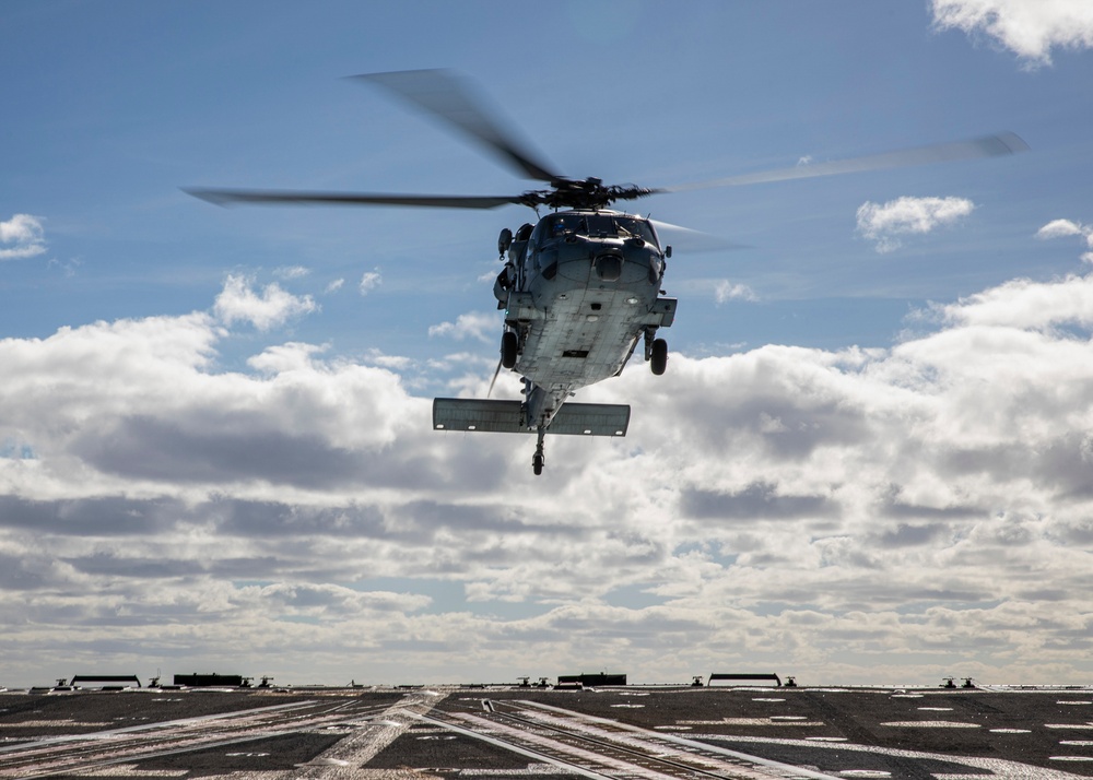 USS Rafael Peralta (DDG 115) conducts flight operations