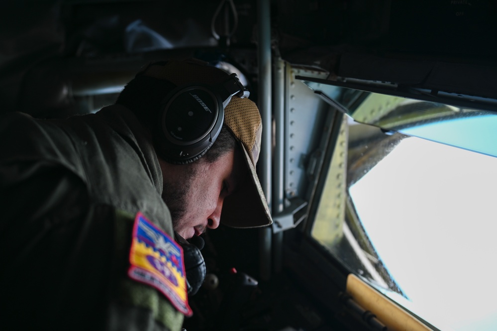 KC-135 flies over the Pacific during Mobility Guardian 23