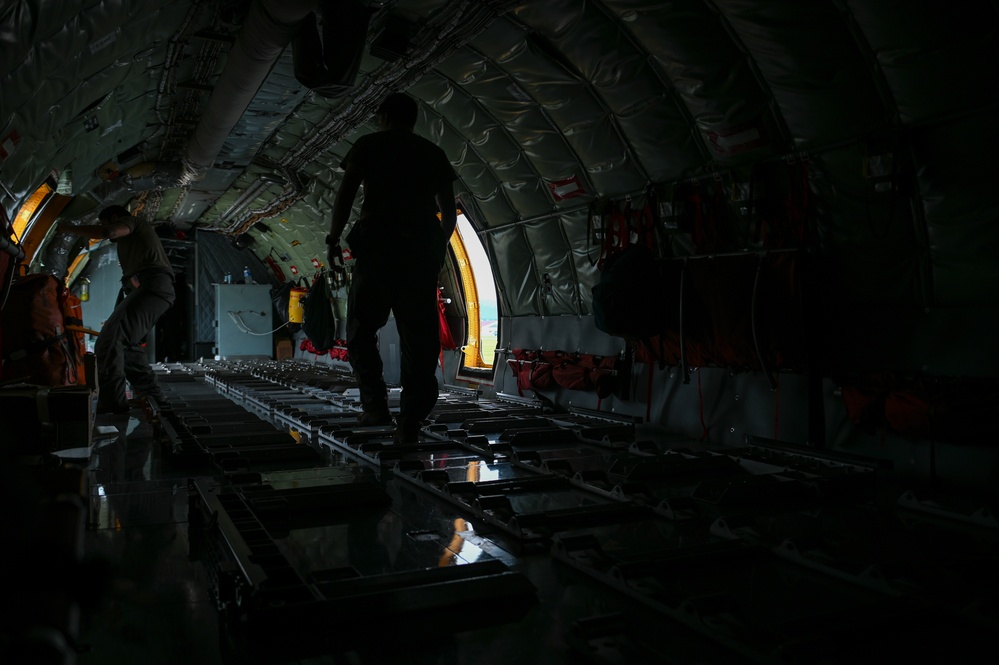 KC-135 flies over the Pacific during Mobility Guardian 23