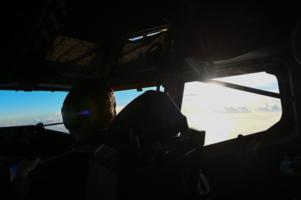 KC-135 flies over the Pacific during Mobility Guardian 23