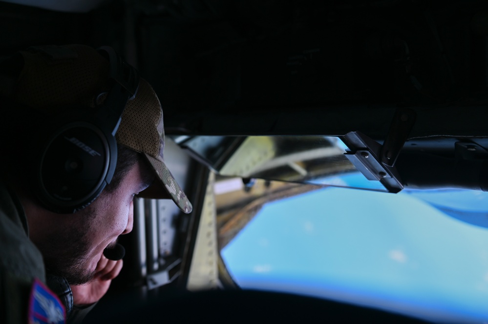 KC-135 flies over the Pacific during Mobility Guardian 23