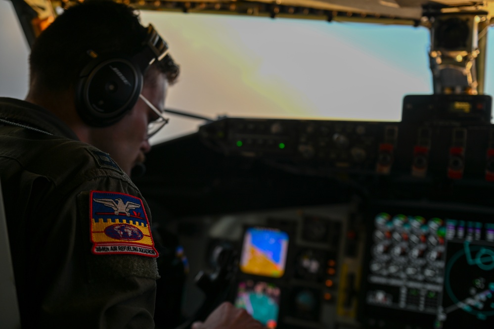 KC-135 flies over the Pacific during Mobility Guardian 23