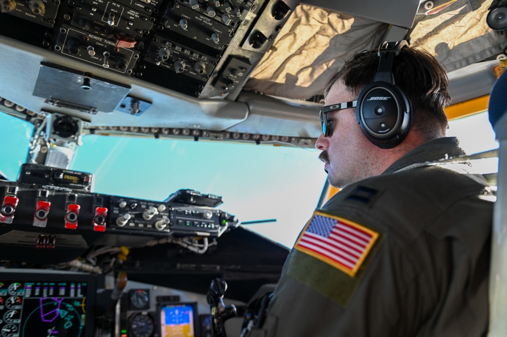 KC-135 flies over the Pacific during Mobility Guardian 23