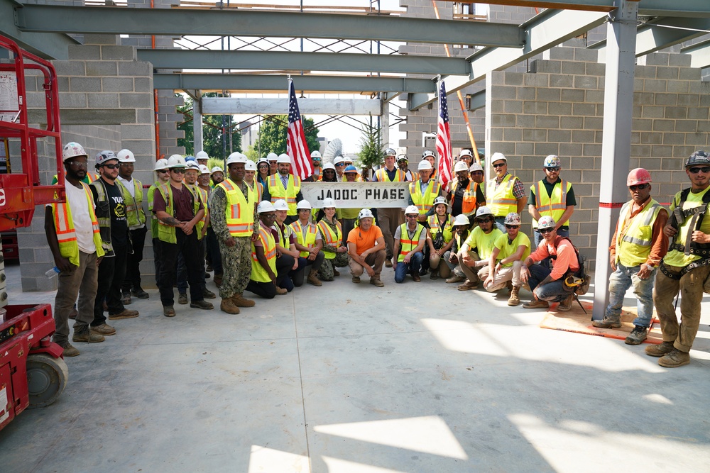 NAVFAC Washington celebrates steel topping on the Joint Air Defense Operation Center (JADOC) Phase Two construction project