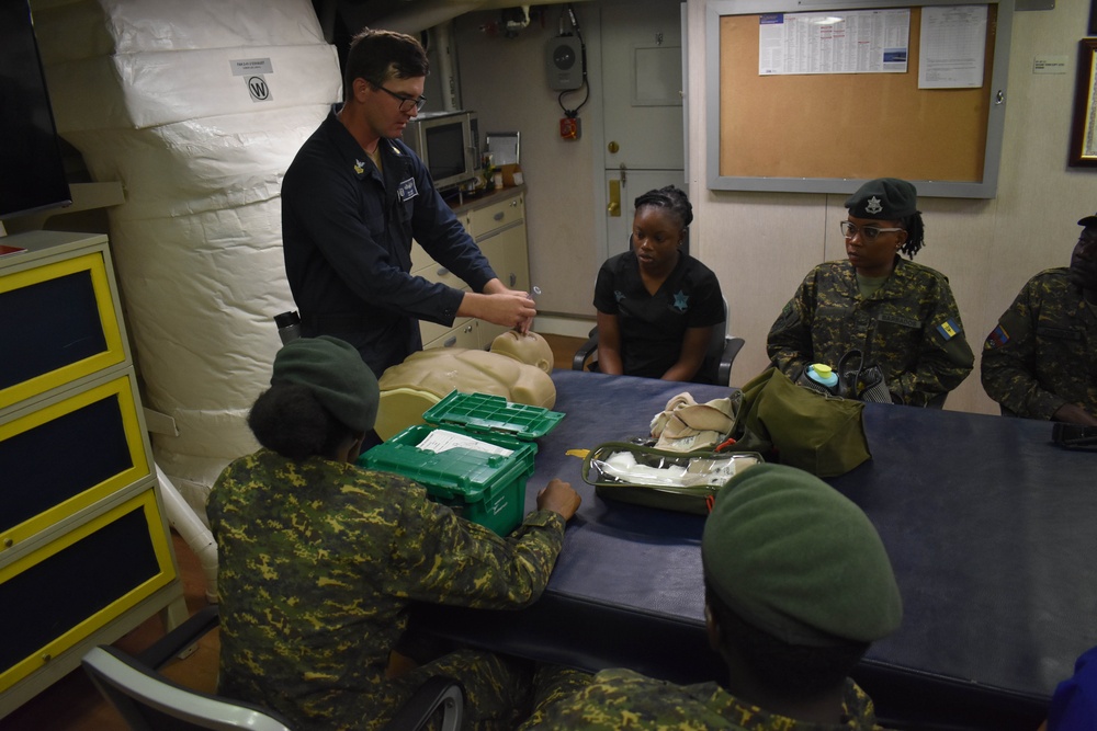 USS Detroit Partners with Barbados Coast Guard in Training