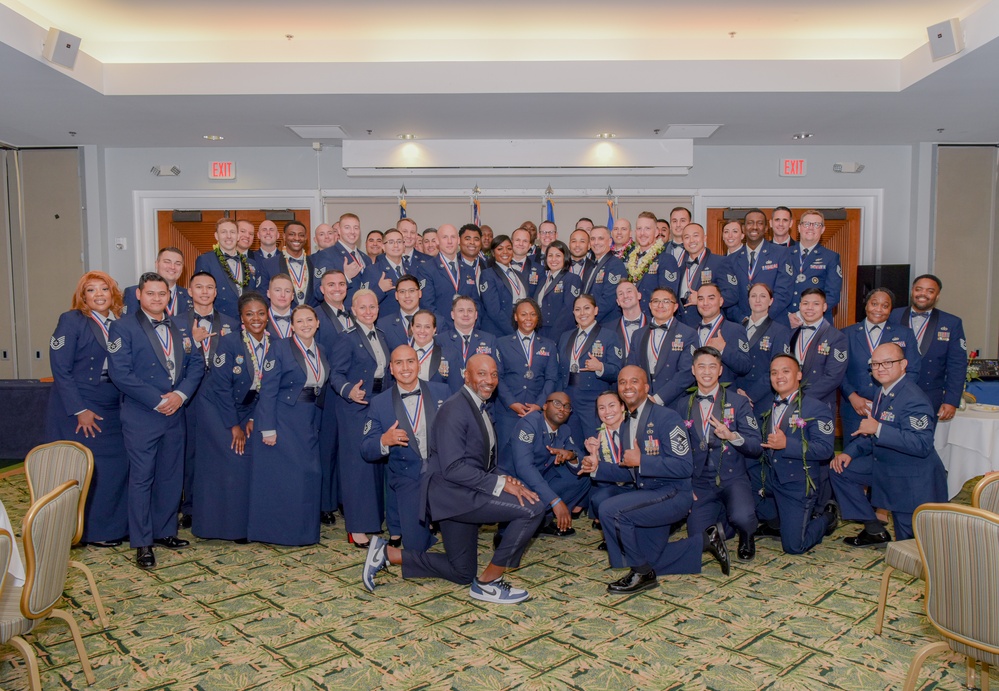 Former Chief Master Sgt. of the Air Force #18, Kaleth O. Wright mentors SNCO’s during Team Hickam’s SNCO Induction Ceremony
