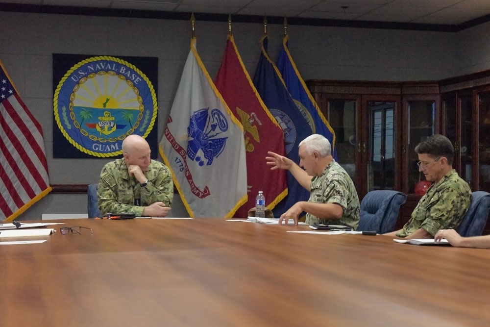 Adm. Grady receives a brief at Naval Base Guam