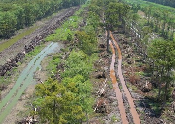 Construction of the CMP access road crossing of the existing drainage canal is underway at WSLP contract 107.