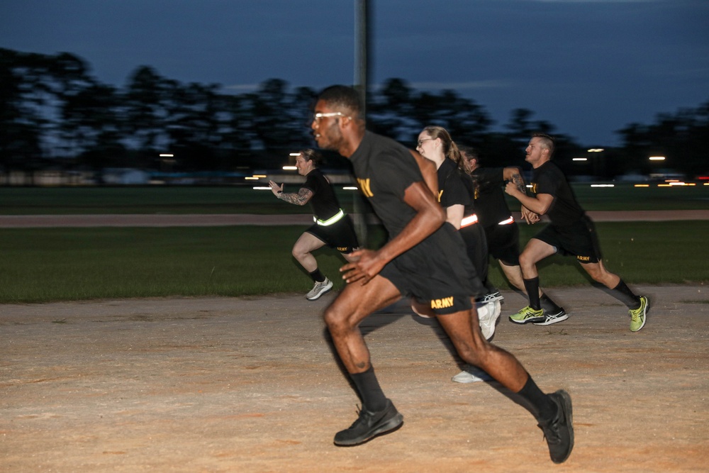 213th Soldiers Conduct Morale PT Session