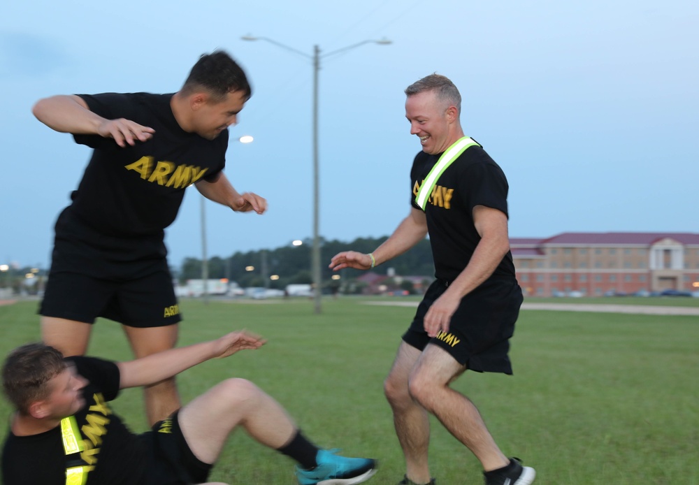 213th Soldiers Conduct Morale PT Session