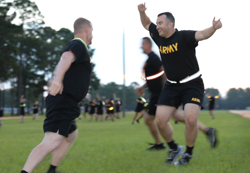 213th Soldiers Conduct Morale PT Session