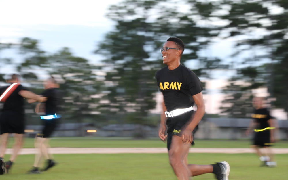 213th Soldiers Conduct Morale PT Session