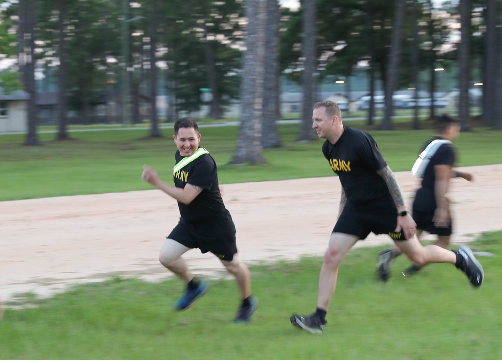 213th Soldiers Conduct Morale PT Session