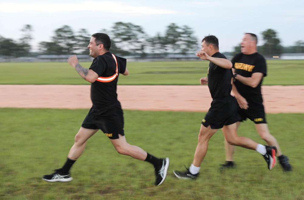 213th Soldiers Conduct Morale PT Session